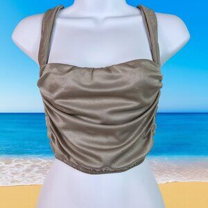 Urban Outfitters Out From Under Ella Shine Ruched Bustier Corset Top Silver. S.